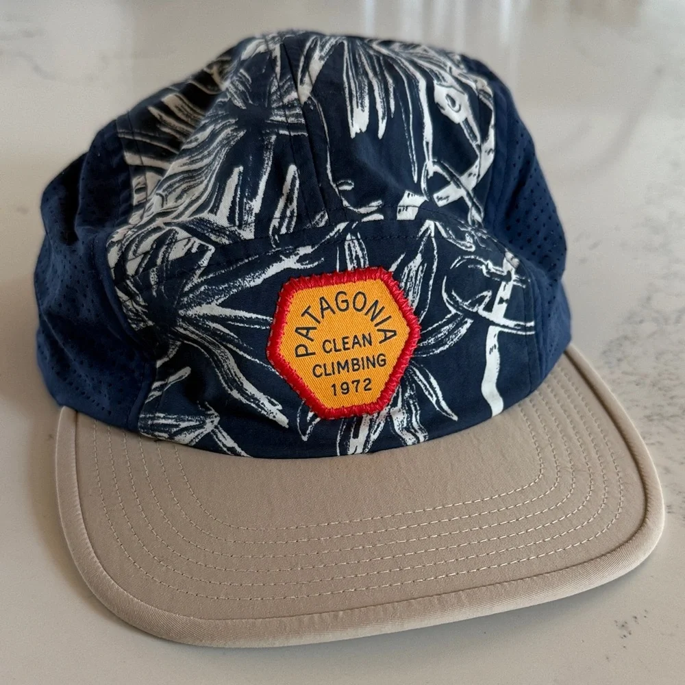 Patagonia Graphic Maclure Five-Panel Hat Limited Edition Navy Blue/ Tan Color